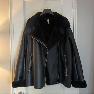Faux shearling-lined jacket